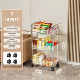 Organizer for Bedroom Living Room & Office 3 Tier Clear Storage Cart with Wheels - Multifunctional Rolling