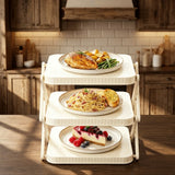 3-Layer Foldable Tray Rack Multi-functional Collapsible Prep Tray Rack Durable Space Saving Dish Storage Stand