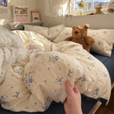 New aerobic three-layer yarn printing four-piece set skin-friendly and soft four-piece set of bedding in student dormitory