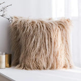 45cm Faux Sheep Fur Cushion Cover Washable Soft Square Pillowcase Furry Plain Fluffy Faux Fur