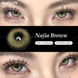 1 Pair Najia Series Colored Contact Lenses Natural Brown Pupils Blue Eyes Contact lenses Gray Soft Contacts 14.20mm