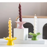 Creative Ceramic Candlestick Hand-painted Checkered Cherries Candle Holder Candle Stick Holder Home Decoration Accessories