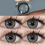 2Pcs Natural Eyes Black Contact Lenses for Eyes with Myopia Prescription Circle Soft Colored Large Diameter 14.5mm Lens