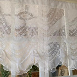 Korean Pastoral Double Lace Pearls Short Tulle Curtains European Style Window Decor White Self Adhesive Curtain Head
