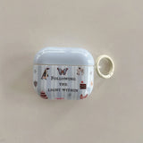 Sky Blue Stripe English Pattern Butterfly Penguin Silicone Shockproof Protection Case for AirPods 1 or 2 3 4 Pro 2 Soft Cover