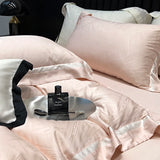 Luxury Satin Jacquard Bedding Set 1000TC Lyocell Cotton Soft Silky Duvet Cover Set Bed Sheet/Fitted Sheet Pillowcases 4Pcs
