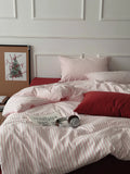 California Raspberry Ins Stripe Waed Cotton Bedding Four-Piece Set Pure Cotton Duvet Cover Bed eet Bedding Accories