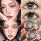 1Pair Green Color Contact Lens Pupils Nature High Quality Myopic Green Lens Blue  Eyes - 0.00 to- 8.00 Diopter Lenses