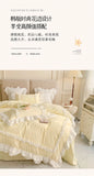 Elegant Lace Bedding Sets Luxury Bed Linen Korean Princess Style Washed Cotton Ruffle Duvet Cover Bed Sheet Pillowcases for Girl