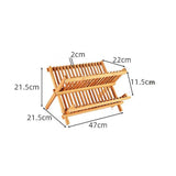 Bamboo Foldable Bowl and Plate Rack, Drain Rack, Storage Organizer, Multifunctional Assembled Cup Holder, Bamboo Bowl and Plate