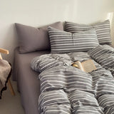 New plaid printing skin-friendly and comfortable double-layer yarn small fresh printing four-piece set, dormitory