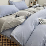 3pcs Solid Color High Quality Duvet Cover Set Luxury Purple Comforter Cover with 2 Pillowcases Triangle Sewn Edge Design Bedding