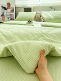 Waed Cotton Bedding Set Simple ature Light een Plaid Tee-Piece Queen Size Pure Cotton Bed Linens Japanese Sle