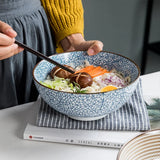 8 Inch Japanese Ramen Bowl Ceramic Noodle Bowl Stripe Design Large Soup Bowl Restaurant Household Retro Tableware