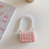 Luxury Autumn Winter Tweed Cloth Earphone Case Bag For AirPods 4 3 2 Pearl Bracelet Case For Airpods Pro 2 Charging Box Cover