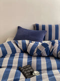 Thiened Soft Briti Sle Winter Warm Coral Velvet Four-Piece Bedding Set Milk Velvet Stripe Print Bedding Duvet Cover Set