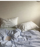 Star Blue Ice een Cotton Striped Bedding Set with Pillowcases Duvet Cover And eet Simple Tied Design for Teen Girls
