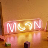 Chi-buy LED Neon MOON USB Powered Neon Signs Night Light 3D Wall Art Bedroom Living Room Decor Lamp Signs