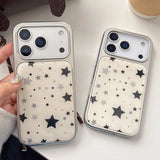 Luxury Star Pattern Five-pointed Stars Printed Plated Frame Phone Case for iPhone 16 15 14 17 Pro Max Shockproof Cover Funda