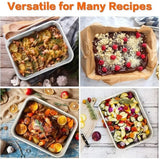 Thickened Stainless Steel Deep Pan Multifunction Roast Chicken Salad Cake Cookie Bakeware for Brownie Bread Meat Baking Pan