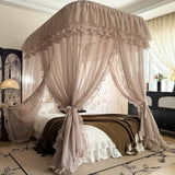 U-Shaped Rail Cotton Mosquito Net Super Pure Colorcurtain Tent for Girls Three-Door Princess Style with Frame