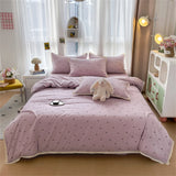 Knitted Class A Soft Bedding Set Washed Cotton Bed Sheet Queen King Size Duvet Set Flower Comforter Set Pillowcase Bed Linens