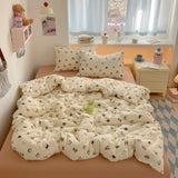 100% Cotton Bedding Set Cartoon Cute Animals Duvet Cover Set Bed Linen Flat Sheets Set 2 Pillowcases Single Double Queen Size
