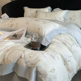 Luxury Digital Printing Flowers and Plants Bedding Set Lyocell Eucalyptus Fiber Soft Silky Duvet Cover Bed Sheet Pillowcase 4Pcs