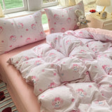 Oxygen Double Layered Four-Piece Bedding Set Fresh Floral Duvet Cover Bed Sheet Bed Canopy Student Dormitory 3-Piece Set
