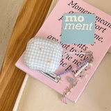 blue check star smooth soft protection cover case for airpods 4 silicone earphone fundas with keychain for airpods pro pro 2 3 1