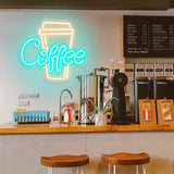Coffee Neon Sign Led Light Bar Decor Custom Shop Home Pub Room Office Wall Decor Restaurant Cup Business Signboard Neon Lights