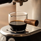 5-10PCS Wooden Handle With Scale Glass Coffee Measuring Cup espresso Milk Latte Transparent Kitchen Coffee Accessories