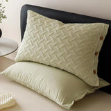 Thickened Cotton Linen Quilted Pillowcase 48x74cm Button Design Jacquard Pure Cotton Pillow Cover Solid Bedding Pillow Case