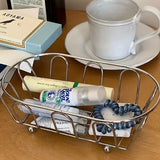 Minimalist Stainless Steel Storage Basket Desktop Hollow Miscellaneous Storage Basket Dressing Table Cosmetics Storage Rack