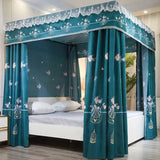 Double Layers Blackout Mosquito Net Princess Integrated Bedroom Dust Top Windscreen Bed Curtain with Bracket