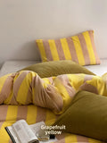 Thiened Soft Briti Sle Winter Warm Coral Velvet Four-Piece Bedding Set Milk Velvet Stripe Print Bedding Duvet Cover Set