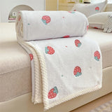 Peach Fleece Throw Blanket, Cute Bright Fruits Design Cozy Decor Nap Blankets for Sofa Bed Couch Chair Dorm Decorative Blanket