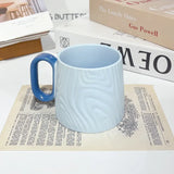 Nordic Style Solid Ceramic Cup Creative Wood Grain Handgrip Cups Household Cute Breakfast Milk Mug Fashion Office Coffee Mugs