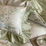 4Pcs Lyocell Soft Silky Cooling Summer Bedding Set Rose Floral Prints Ruffles Duvet Cover Set Bed Sheet/Fitted Sheet Pillowcases