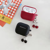 Red Cherry Pendant Earphone Case For AirPods 1 2 3 4 Pro Pro 2 4 New Matte Silicone Headset Shockproof Protection Cover