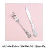 Retro Ins Luxury Relief Stainless Steel Fork And Knife Set Golden And Silver Home Dining Utensils Steak Knife And Fork Set