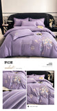 Flowers Embroidery Bedding Set Light Luxury Brushed Four-Piece Set Girl Bedroom Decor King Duvet Cover Set Bed Sheet Pillowcases