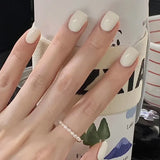 24Pcs Nude Pink Nail Tips Short Round Head False Nails with Design Wearable Finished Fake Nails Full Cover Press on Nails