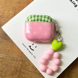 Fresh Green Grid Flower Bracelet Protection Cover for AirPods Pro or 2 Earphone Case for AirPods 1 2 3 4 Accessory Headset Shell
