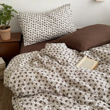 New literary and retro floral super soft wrinkled yarn printing four-piece set, three-piece set for student dormitory