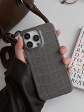 Creative INS Grey & Brown Alligator Skin Texture Fashion Phone Case for iPhone 16 15 14 13 Pro Max Back Phone Cover Capa