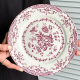 French Retro Rose Ceramic Dining Plate Afternoon Tea Dessert Cake Plate Tableware