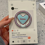 Cute Blue Grid Lovely Red Heart Magnetic Holder Case for iPhone 13 14 15 16 17 Pro Max Air Shockproof Bumper for Magsafe Cover