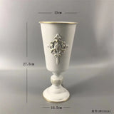2pcs White Wrought Iron Flower Pot European Metal Flower Arranger Wedding Event Table Flower Decoration Retro Vase Ornaments