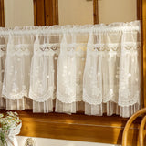 White Lace Short Curtain Double-layer Bookcase Enclosure Kitchen Door Curtains Cafe Livingroom Window Kitchen Half Curtain Decor